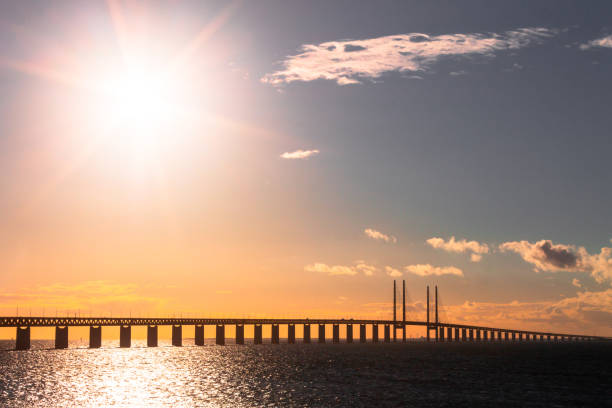 istock Beautiful sunset over the bridge Oresund 1432286605