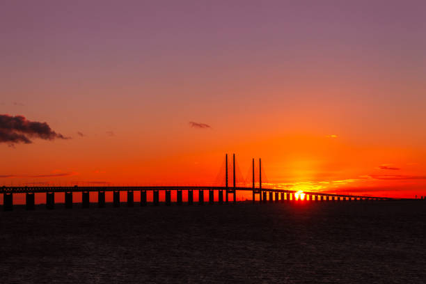 istock Beautiful sunset over the bridge Oresund 1432287524