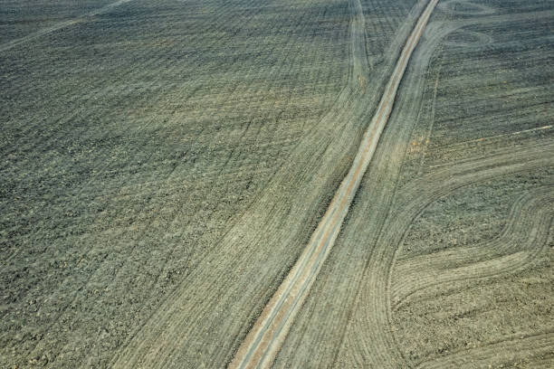 istock road in agricultural field, plowed field in early spring 1432289664
