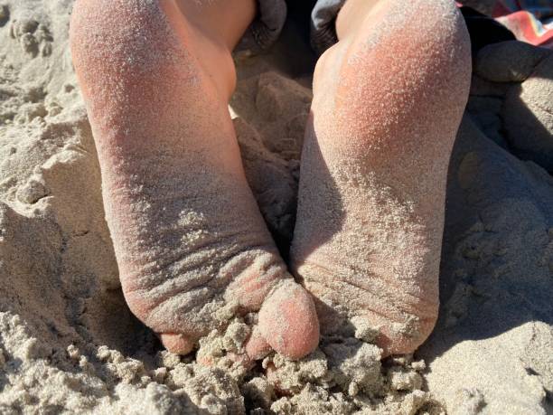 istock Bare children's feet in the sand 1432293868