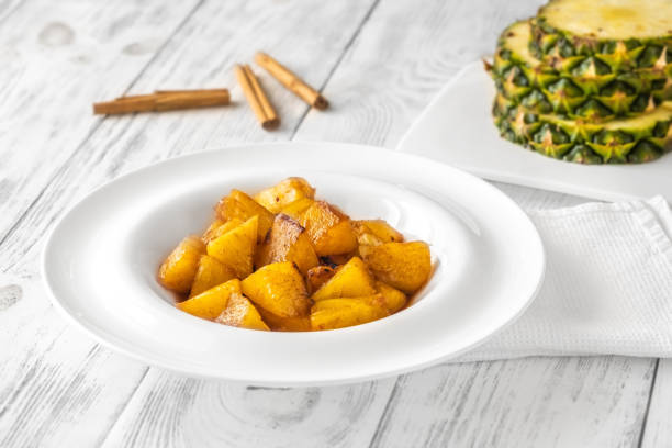 Slices of roasted pineapple