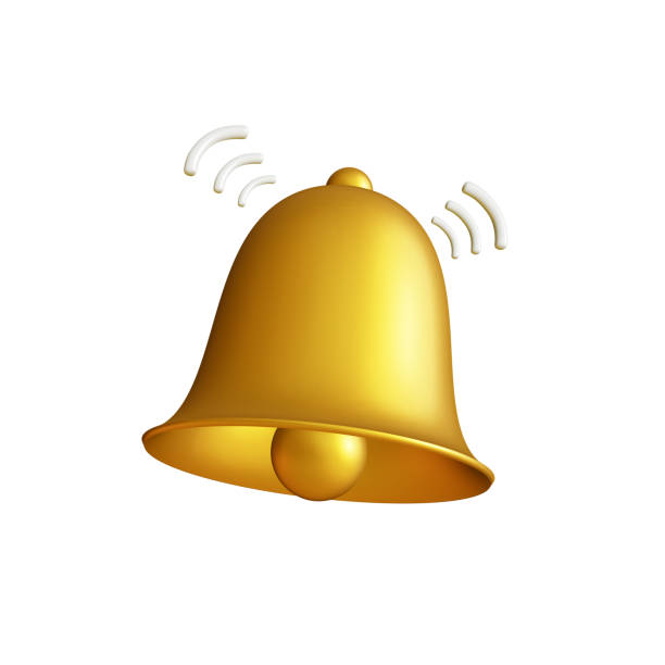 istock 3D Bell notifications. Set of yellow bells Icon. Realistic 3d object with sound symbol. creative conceptual symbol of notifications. 3d render illustration 1432296336