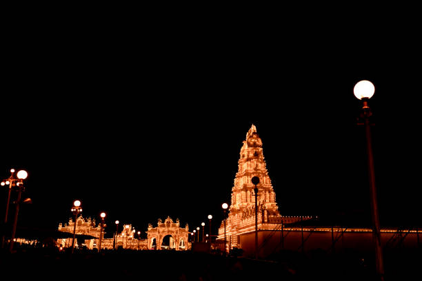 Mysore Palace lighted up on Dusshera Festival with 97000 lamps