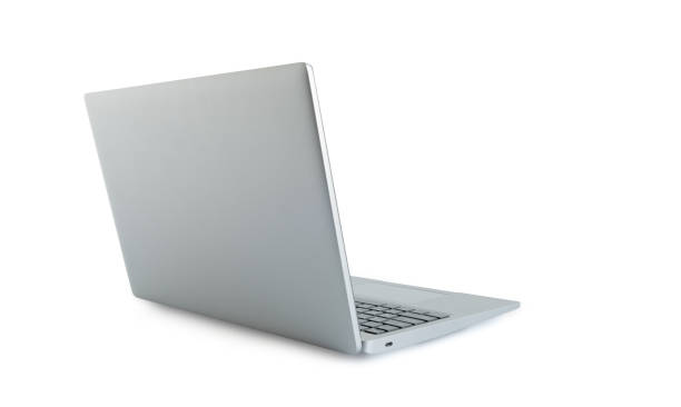 istock side view of Laptop with blank white screen for put on a show, isolated on white background, mockup template, with clipping path. 1432296392