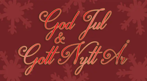 Vector illustration of God Jul & Gott Nytt År text in nice old fashion design. Is Swedish (Sweden) and means Happy Christmas and Happy New Year. Vector illustration.