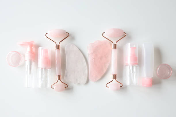 istock Set of face rollers and gua sha on a white background 1432299765