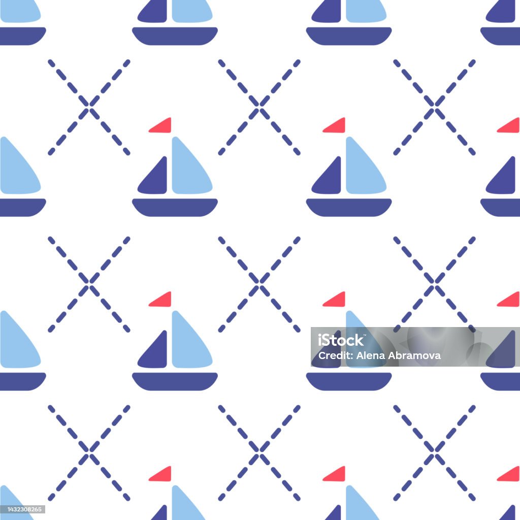 Seamless Pattern With Ships Marine Design Element Vector Illustration ...