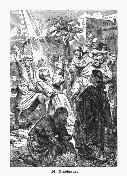 istock The Stoning of Saint Stephen, wood engraving, published in 1894 1432308358