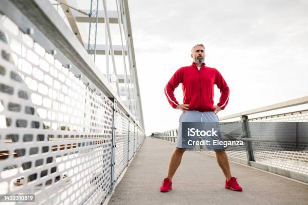 Portrait Of Sporty Senior Man Outdoors Stock Photo - Download Image Now - Active Lifestyle, Active Seniors, Adult