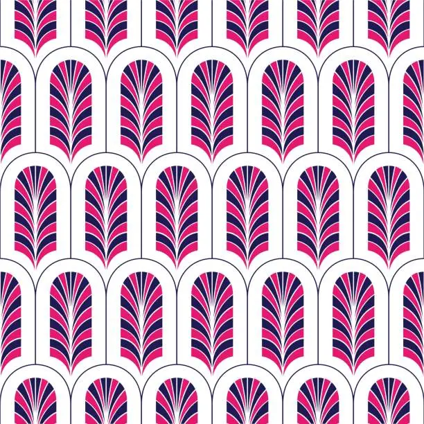 Vector illustration of Colorful stylized palmette vector pattern design