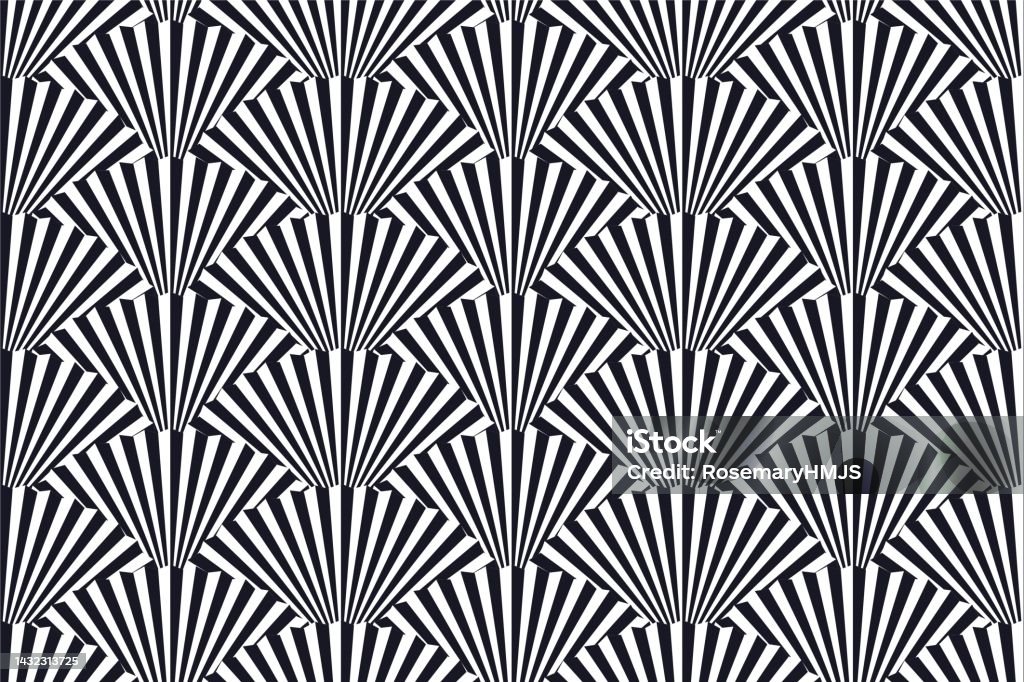 Interlocking Fan Pattern Mirrored Pattern Overlapping Fans Vector Pattern Design Stock Illustration - Download ...