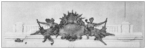 Antique image: Pont Alexandre III model plan ornament Antique image: Pont Alexandre III model plan ornament pont alexandre iii stock illustrations