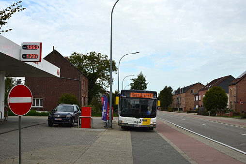 Leuven, Flemish-Brabant, Belgium - October 10, 2022: parked public bus \