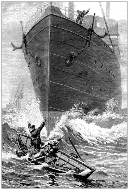 Antique image: Ship boat accident