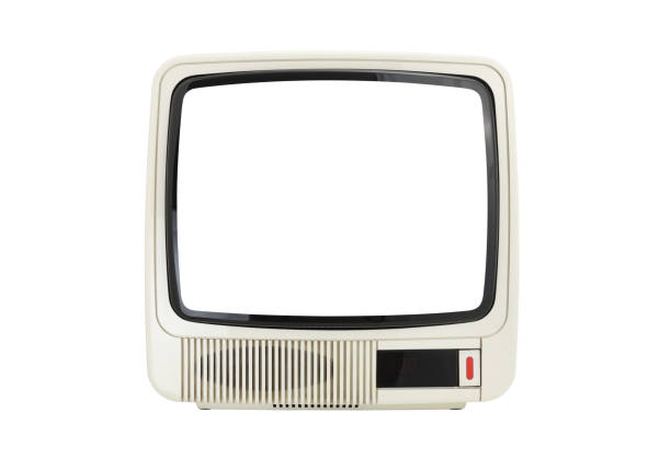istock Old vintage white TV with white screen isolated on white background. 1432334602