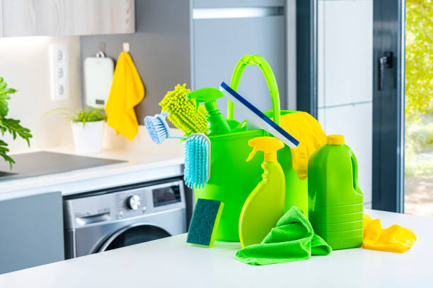 istock Cleaning products on kitchen island 1432336837