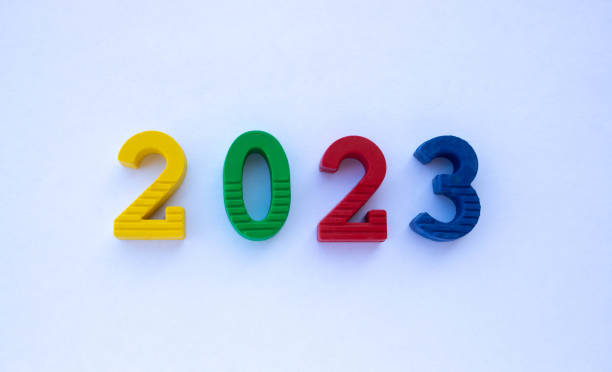 istock Multi-colored numbers 2023. Happy New Year Concept. minimal 1432336913