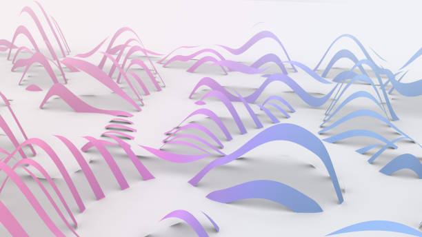 istock Abstract digital graphic background, colorful soft bent stripes 3d 1432340728