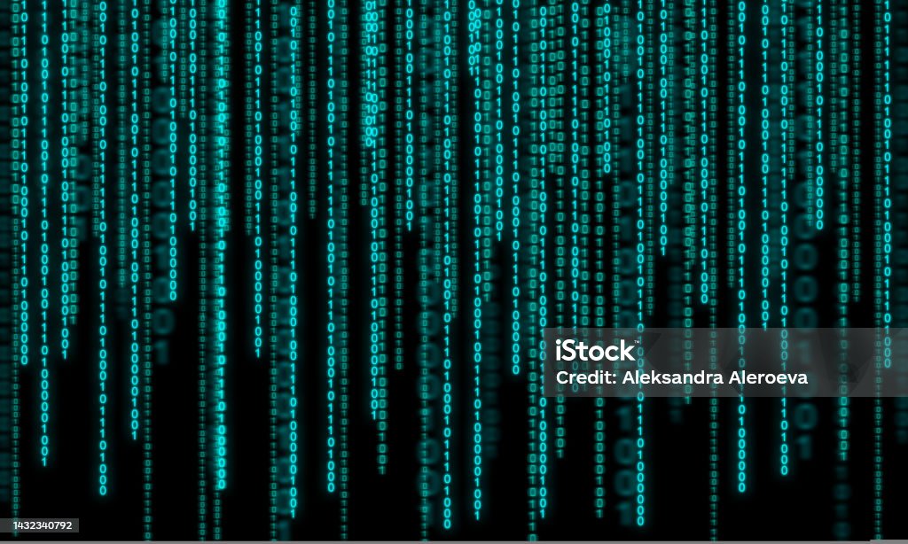 Neon Binary Code On A Black Background Stock Illustration - Download ...