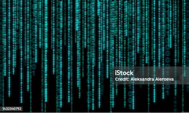 Neon Binary Code On A Black Background Stock Illustration - Download ...
