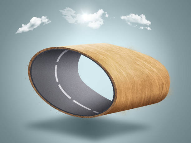 istock 3d illustration of infinity road with desert or never ending off road design advertisement. infinity desert off road with clouds. 1432343132