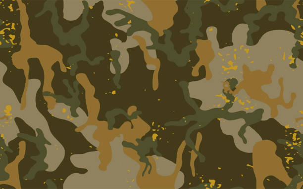 ilustraciones, imágenes clip art, dibujos animados e iconos de stock de patrón de textura de camuflaje militar sin costuras. chaqueta pantalones camisa y pantalones cortos estampado de tela - defense industry