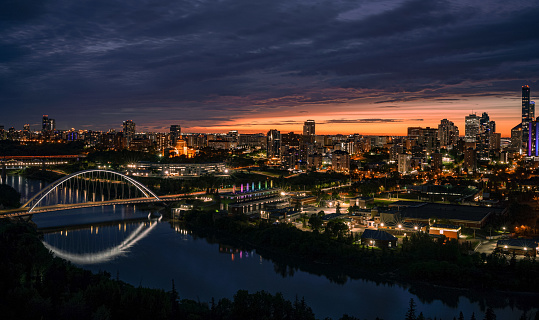 Skyline of downtown Edmonton Alberta Canada on a sunny day.