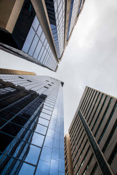 istock Modern office Skyscrapers on the sunny beautiful sky 1432353262