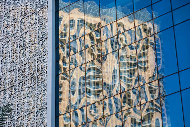 istock Architecture details Modern Building Glass Facade Business background with reflection 1432354193
