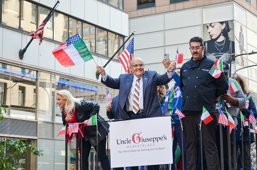 New York City, United States. 10th OCT, 2022. Rudy Giuliani is seen at the Annual Italian Heritage Day Parade on Fifth Avenue, New York City.