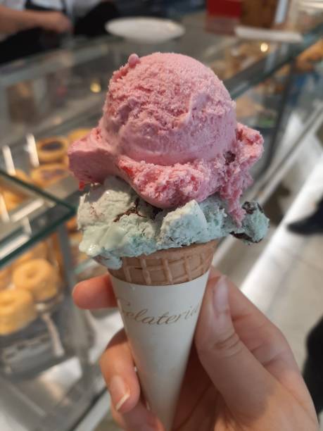 istock Mint with chocolate and strawberry ice cream 1432356424