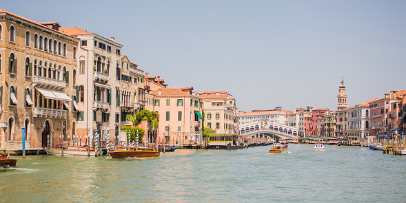 Venice canal. Summer trip to Italy. European country. Italian architecture. Voyage. Warm sunny day. Travel destination