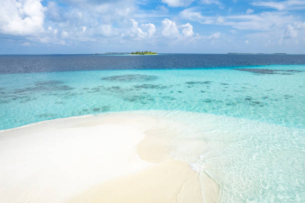 istock Aerial drone view of sunset in Maldives 1432364061