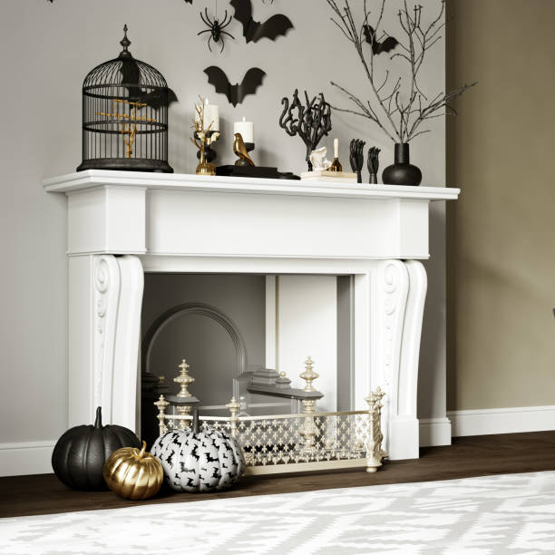 istock Modern Halloween living room interior. 3d rendering. 1432365267