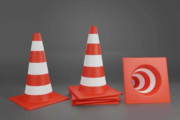 istock 3D Rendering: traffic cone is symbol for security warning , road repair, safety signal in construction site, danger work, caution or attention on street. 1432366072