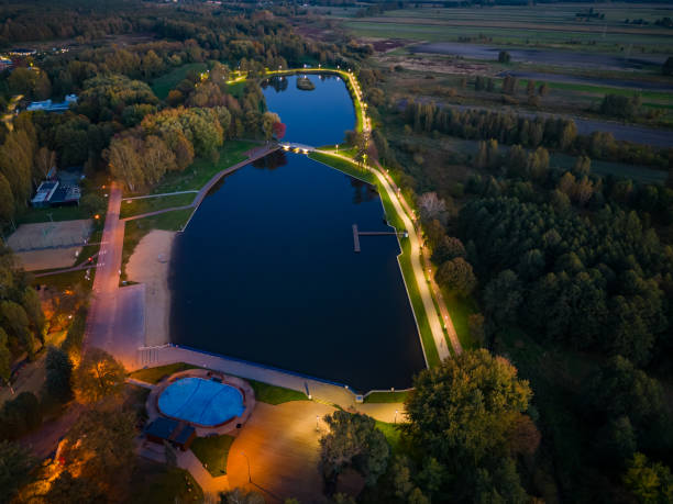 istock Night View at Pabianice city from a drone 1432367281