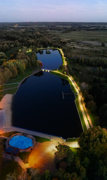 istock Night View at Pabianice city from a drone 1432367288