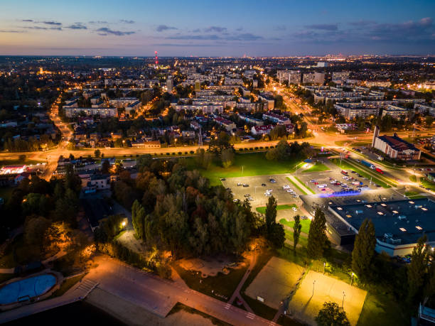 istock Night View at Pabianice city from a drone 1432367297