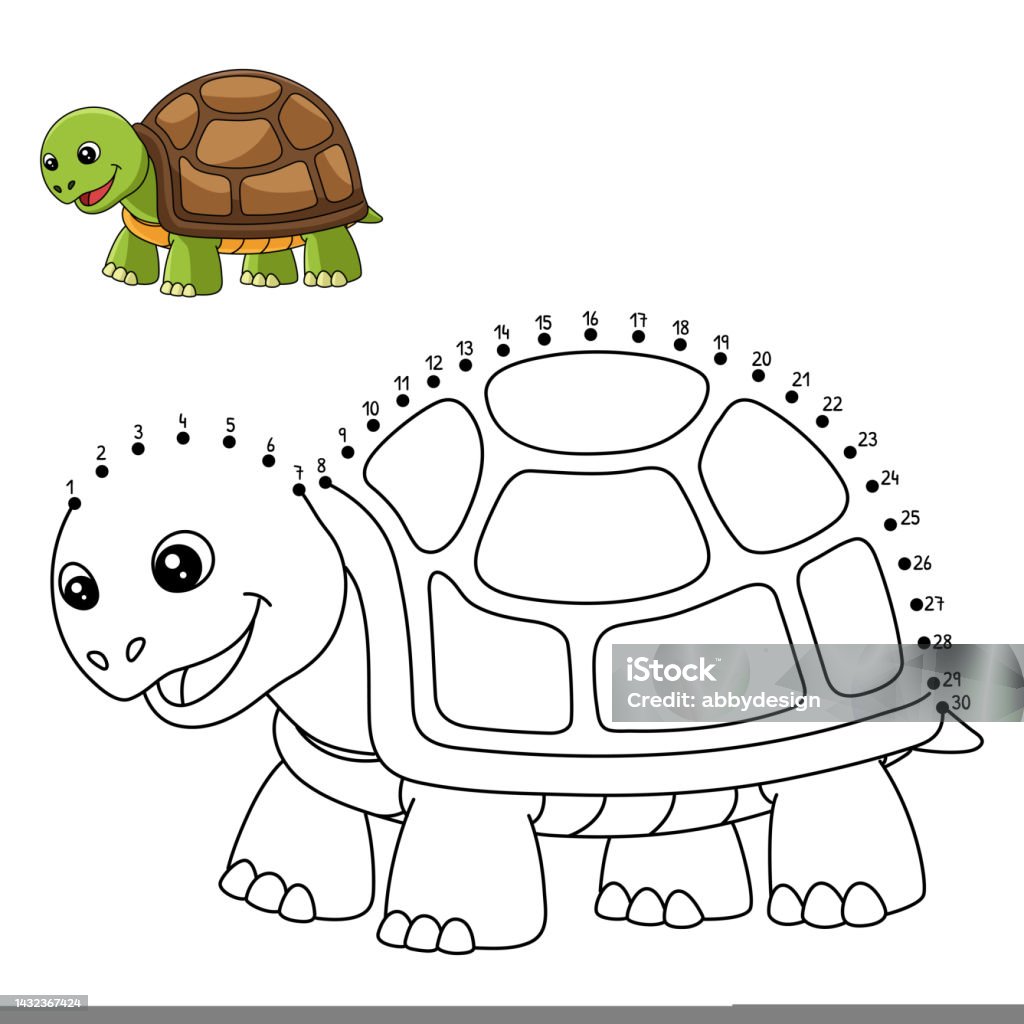 Conecting Turtle Dot To Dot Turtle Coloring Page For Kids Stockvectorkunst en meer ...