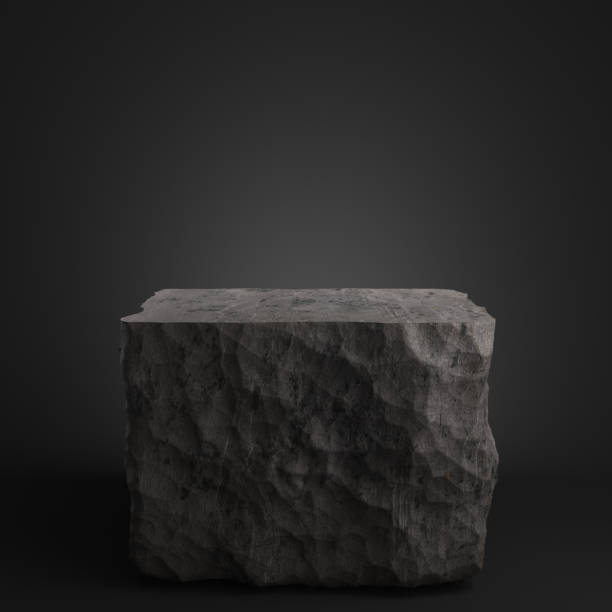 istock Black stone slab for display product. Stone wall with broken edges. 1432369050