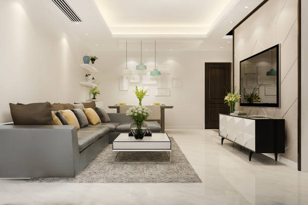 istock 3d rendering modern dining room and living room with luxury decor 1432374782