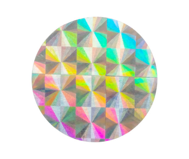 istock Blank round adhesive holographic foil sticker label isolated on white background 1432377923