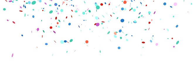 colorful confetti floating on white background,with clipping path.