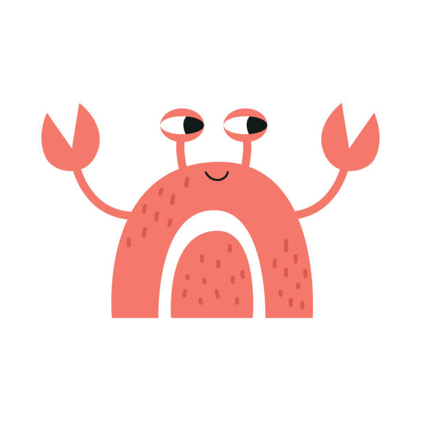 Rainbow with cute crab face. Nursery art. Vector illustration Rainbow with cute crab face. Nursery art. Vector illustration rainbow crab stock illustrations