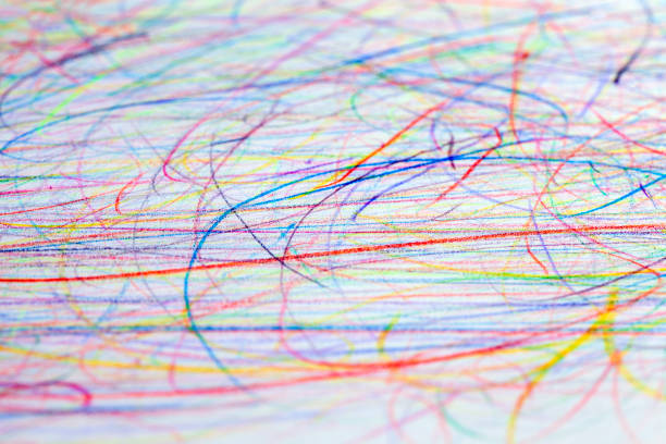 istock Chaotic lines drawn on paper with pencils 1432383952