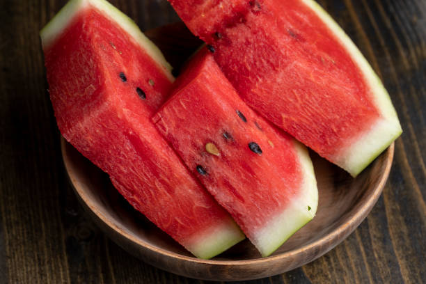 istock Sliced red and ripe watermelon on the table 1432384009