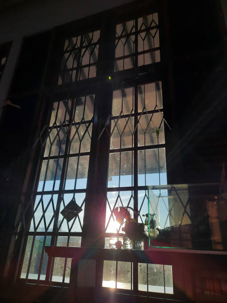 istock A window with a trellis that shines in the morning sun 1432387252