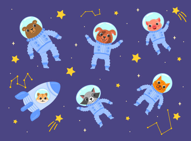 istock Baby animal astronauts cartoon vector illustration set 1432388328