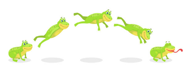 animierte sprungfolge bewegung des froschsets - leapfrog stock-grafiken, -clipart, -cartoons und -symbole