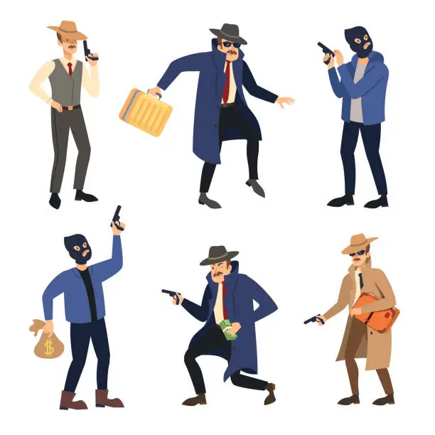 Vector illustration of Gangster characters set